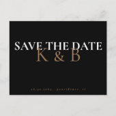 Zwart Eenvoud Monogram QR Code De datum opslaan Briefkaart (Voorkant)