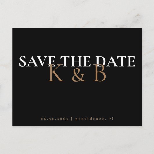 Zwart Eenvoud Monogram QR Code De datum opslaan Briefkaart (Voorkant)