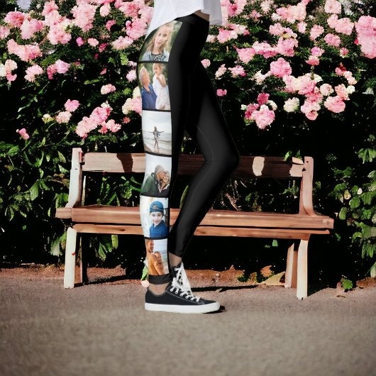 Zwart Eenvoudig 12 Fotocollage Aangepast Leggings