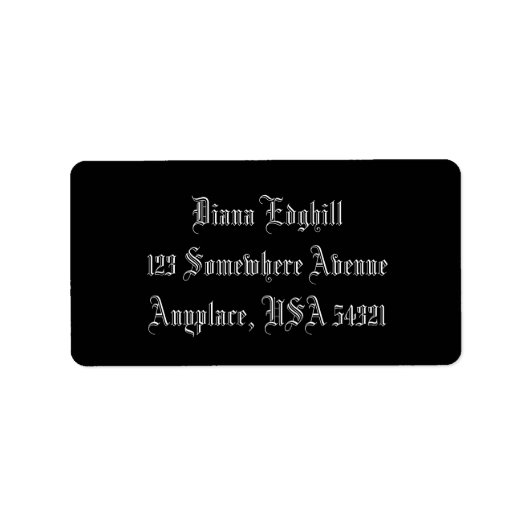 Zwart eenvoudig Adresetiket Etiket (Voorkant)