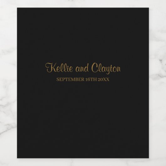 Zwart Eenvoudig Bruiloft Wijn Label Wijn Etiket (Enkel label)