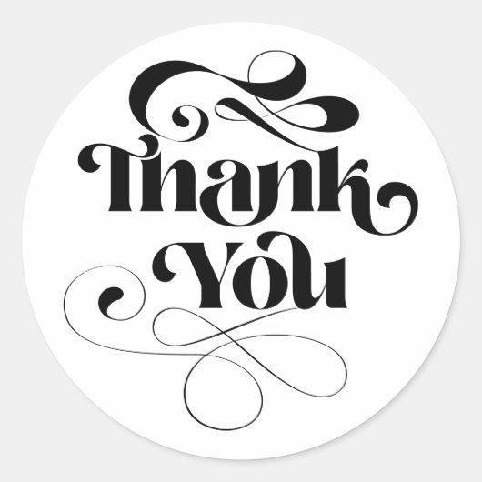 Zwart eenvoudig cool retro script bestellen dank u ronde sticker (Voorkant)