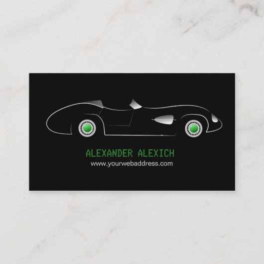 Zwart Eenvoudig Elegant Automotive Sjabloon Ontwer Visitekaartje (Voorkant)