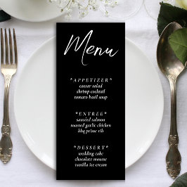 Zwart Eenvoudig Elegant Bruiloft Receptie Menu