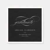 Zwart Eenvoudig Elegant Script Afstuderen Servet (Voorkant)