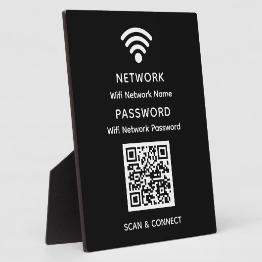 Zwart Eenvoudig Elegant WiFi QR Code Netwerkwachtw Fotoplaat (Zijkant)