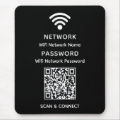 Zwart Eenvoudig Elegant WiFi QR Code Netwerkwachtw Muismat (Voorkant)