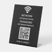 Zwart Eenvoudig Elegant WiFi QR Code Netwerkwachtw Reclamebord Met Voetstuk (Voorkant)