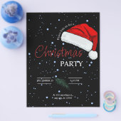 Zwart Eenvoudig Familie Kerstfeest Uitnodiging Flyer (Enkel)