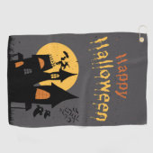 Zwart Eenvoudig Gelukkig Halloween Portret Golf Ha Golfhanddoek (Horizontaal)