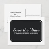 Zwart eenvoudig legant Opslaan Briefkaart Datum (Voorkant / Achterkant)