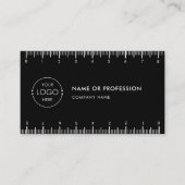 Zwart Eenvoudig Liniaalbedrijf Logo QR Code Visitekaartje (Voorkant)