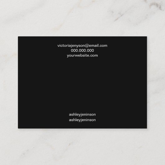 zwart, eenvoudig logo haarclipweerscherm visitekaartje (Achterkant)