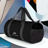 Zwart Eenvoudig Minimaal Monogram en Naam Plunjezak