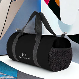 Zwart Eenvoudig Minimaal Monogram en Naam Plunjezak