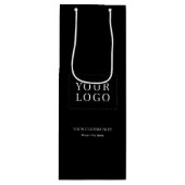 Zwart Eenvoudig Minimaal Zakelijk Logo Wijn Papier Wijn Cadeautas (Voorkant)