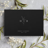 Zwart Eenvoudig Minimal Monogram Botanische Huweli Gastenboek