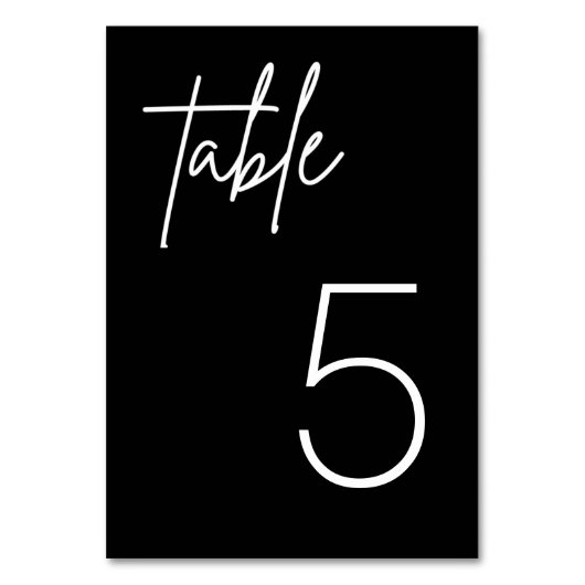 Zwart Eenvoudig Minimalistisch Bruiloft Tafel Kaar Kaart (Voorkant)