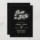 Zwart eenvoudig modern elegant save the date (Voorkant / Achterkant)