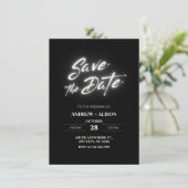 Zwart eenvoudig modern elegant save the date (Staand voorkant)