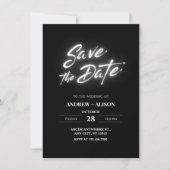 Zwart eenvoudig modern elegant save the date (Voorkant)