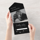 Zwart Eenvoudig Modern en Minimalistisch | Foto Br All In One Uitnodiging (Afscheurbaar)