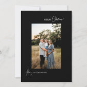 Zwart Eenvoudig Modern Kerstbrief en foto Feestdagenkaart (Voorkant)