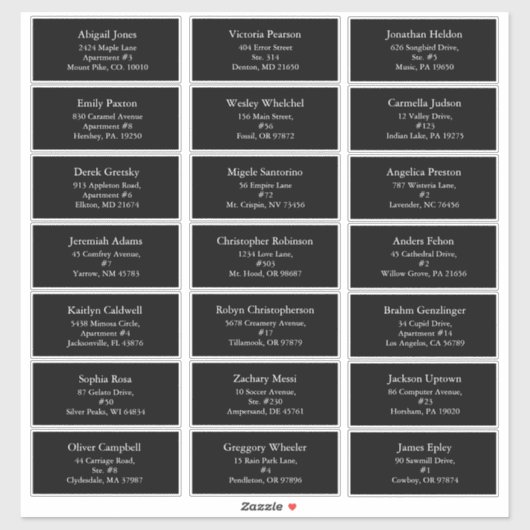 Zwart Eenvoudig Modern Kerstmis Gastadres Sticker (Vel)