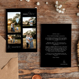 Zwart Eenvoudig Modern Kerstmis Vier Fotocollage Feestdagenkaart