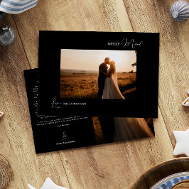 Zwart Eenvoudig Modern Kerstmis Vrolijk Getrouwd F Feestdagenkaart