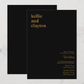 Zwart Eenvoudig Modern Lettertype Trouw Uitnodigin Kaart (Voorkant / Achterkant)