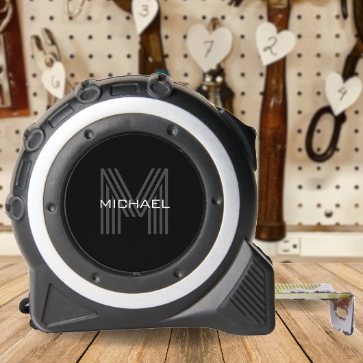 Zwart Eenvoudig Modern Minimalistisch Monogram Ini Rolmaat