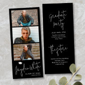 Zwart Eenvoudig Modern Script 3 Foto Afstuderen Kaart