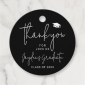 Zwart Eenvoudig Modern Script Afstuderen dank u Bedankjes Labels (Voorkant)