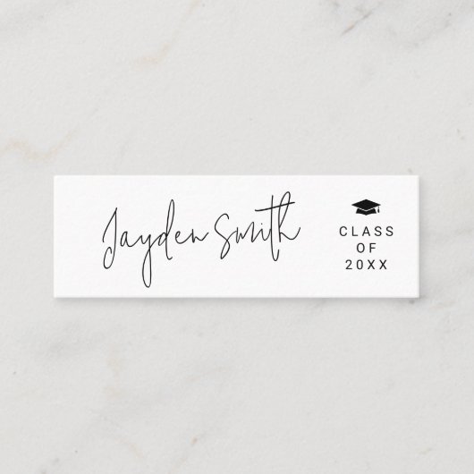 Zwart Eenvoudig Modern Script Afstuderen Naam Kaar Contactkaartje (Voorkant)