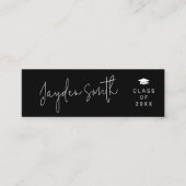 Zwart Eenvoudig Modern Script Afstuderen Naam Kaar Contactkaartje (Voorkant)