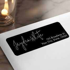 Zwart Eenvoudig Modern Script Afstuderen Retouradr Etiket