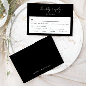 Zwart Eenvoudig Modern Script Bruiloft RSVP Kaart