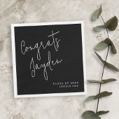 Zwart Eenvoudig Modern Script Congrads Afstuderen Servet