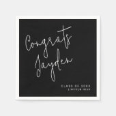 Zwart Eenvoudig Modern Script Congrads Afstuderen Servet (Voorkant)