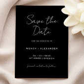 Zwart Eenvoudig Modern Script De datum opslaan Save The Date