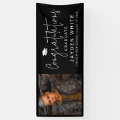 Zwart Eenvoudig Modern Script Foto Graduation Part Spandoek (Verticaal)