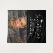 Zwart Eenvoudig Modern Script Foto Graduation Part Wandkleed (Voorkant (horizontaal))