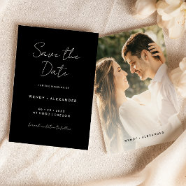 Zwart Eenvoudig Modern Script Foto Opslaan De Datu Save The Date