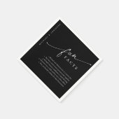 Zwart Eenvoudig Modern Script Leuke Feiten Bruilof Servet (Hoek)