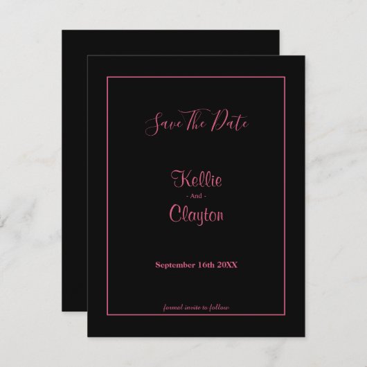 Zwart eenvoudig omhuld opslaan Datum (Voorkant / Achterkant)