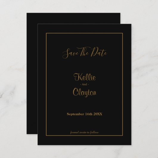 Zwart eenvoudig omhuld opslaan Datum (Voorkant / Achterkant)