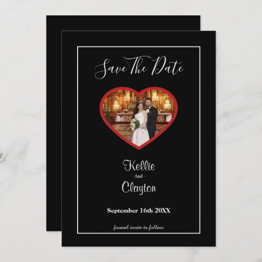 Zwart eenvoudig omhuld opslaan Datum Save The Date (Voorkant / Achterkant)