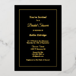 Zwart eenvoudig omhuld Vrijgezellenfeest Folie Uitnodiging