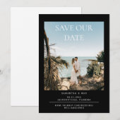 Zwart Eenvoudig Paar Fotobruiloft Sla de datum op Save The Date (Voorkant / Achterkant)